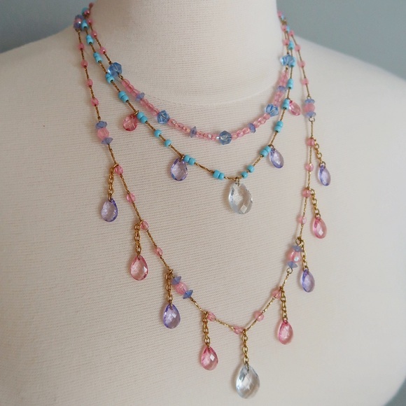Joan Rivers Crystal Bead multicolor 3 Strand Necklace - Picture 2 of 6
